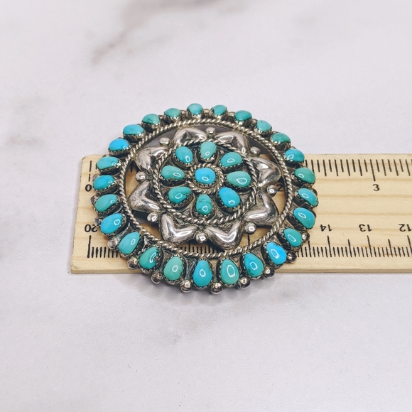 Vintage Native American silver & turquoise brooch